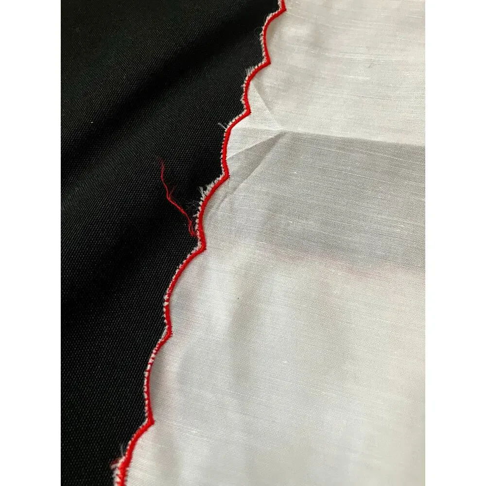 Vintage Embroidered Cotton Napkins Set of 8 Red Floral Scalloped Cocktail Napkin